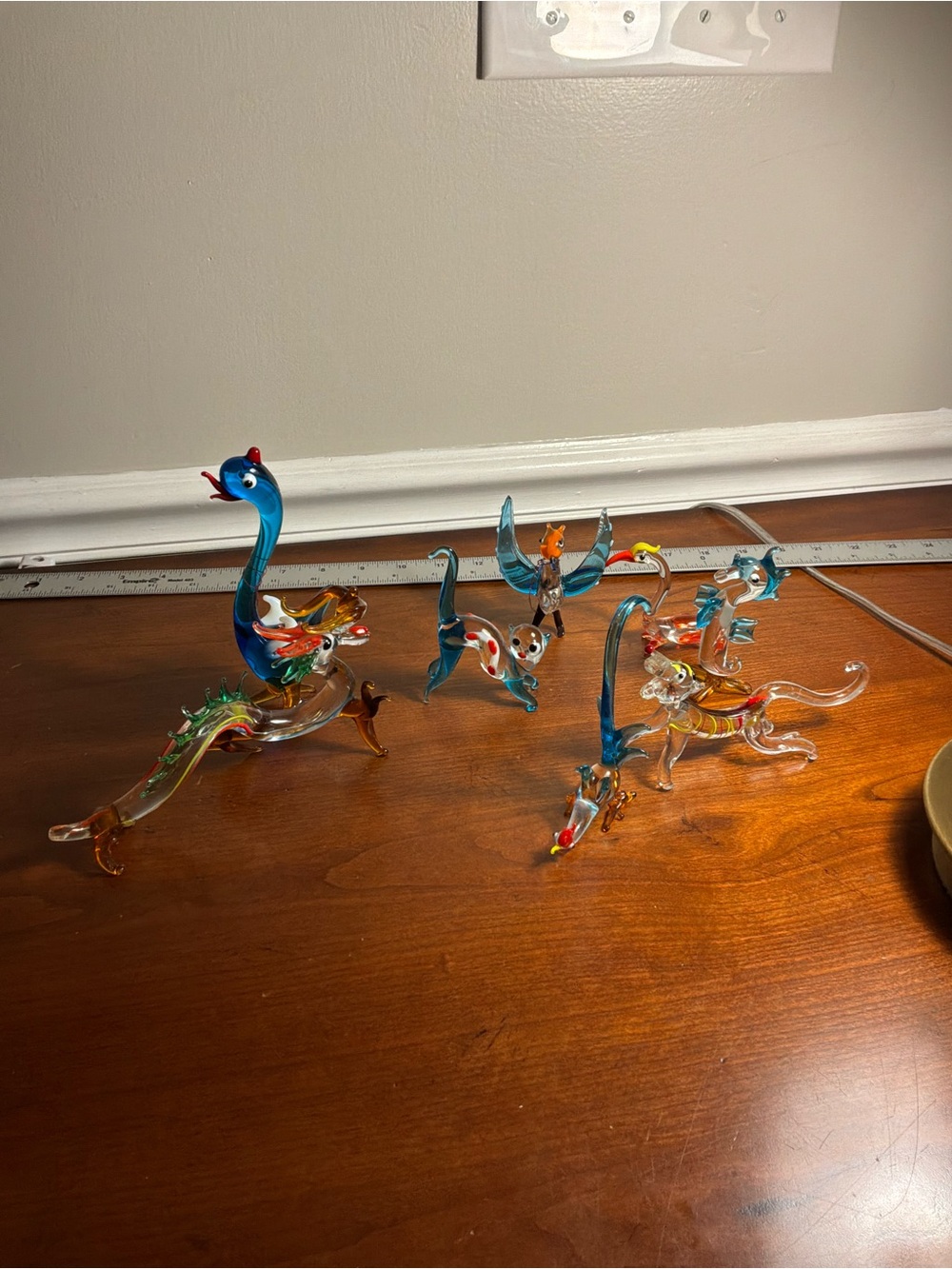 Vintage 70’sHandblown Multicolor Glass Swan and Animal Figurines - Home Accents